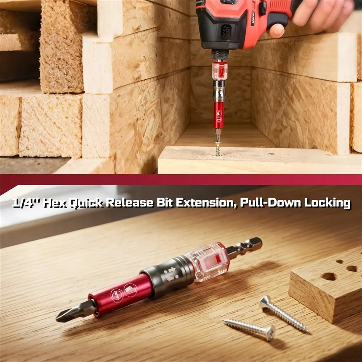 Woodworking Extension Bar Socket with Magnetizier, 1/4