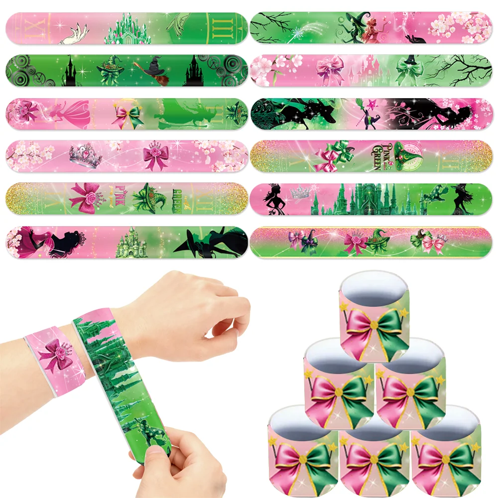 12 Uds. Pulseras de bofetada de bruja mágica regalo decoración de fiesta malvada niños felices niñas Baby Shower fiesta de cumpleaños favores suministros de juguete