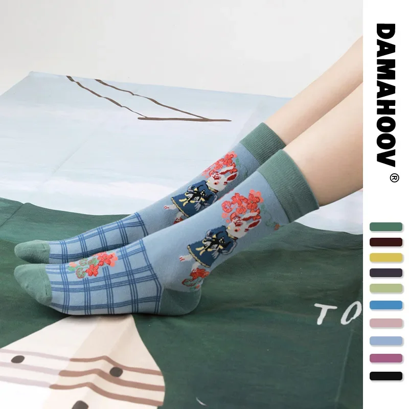 

NEW Cat AB Socks Women Cotton Korean Designer Cute Cat Socks Female AB Mid-Calf Squirrel Rabbit Personality Funny Novelty Socks