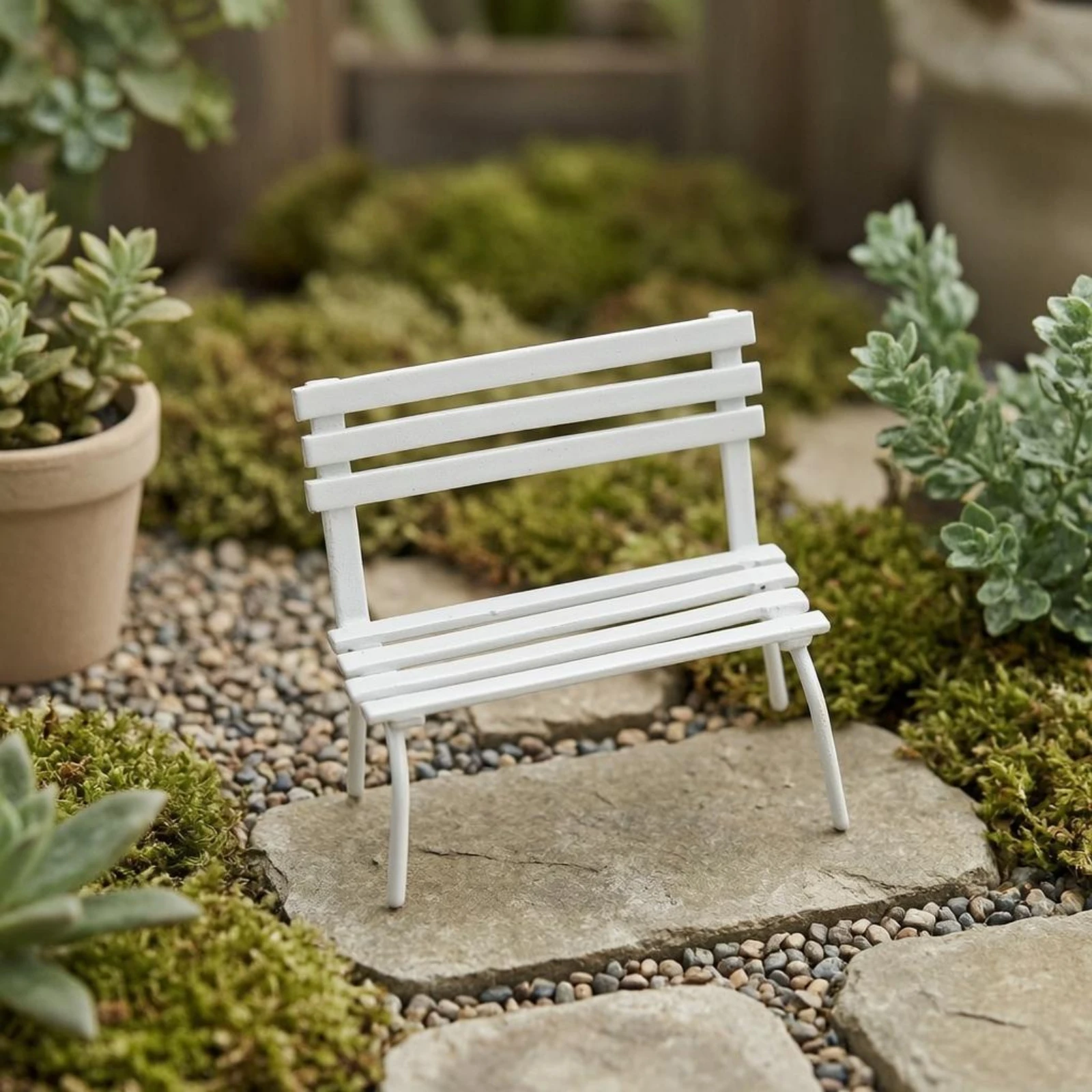 

Slatted Metal Bench Tabletop Miniature Decor