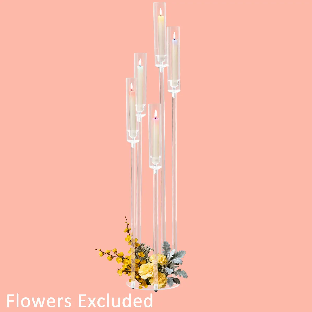 Clear Acrylic Floor Candelabra 5 Arm Tall Candlestick Holder for Wedding Table Centerpiece Ceremony Party Home Decoration 10PCS