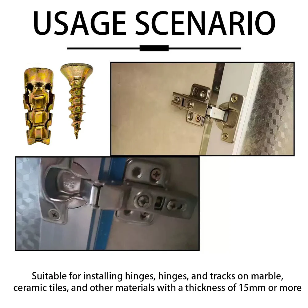 Anchors Screw,6*14mm Door Hinge Thread Screws,Versatile Stone Tile Cabinet Partition Hinge Expansion Screw,for House Decoration