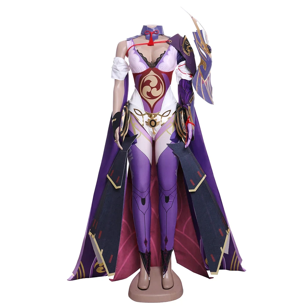 Ensemble de olympiques Raiden Shogun pour femmes, cosplay de jeu Genshin Impact, long, violet, Halloween, nouveau