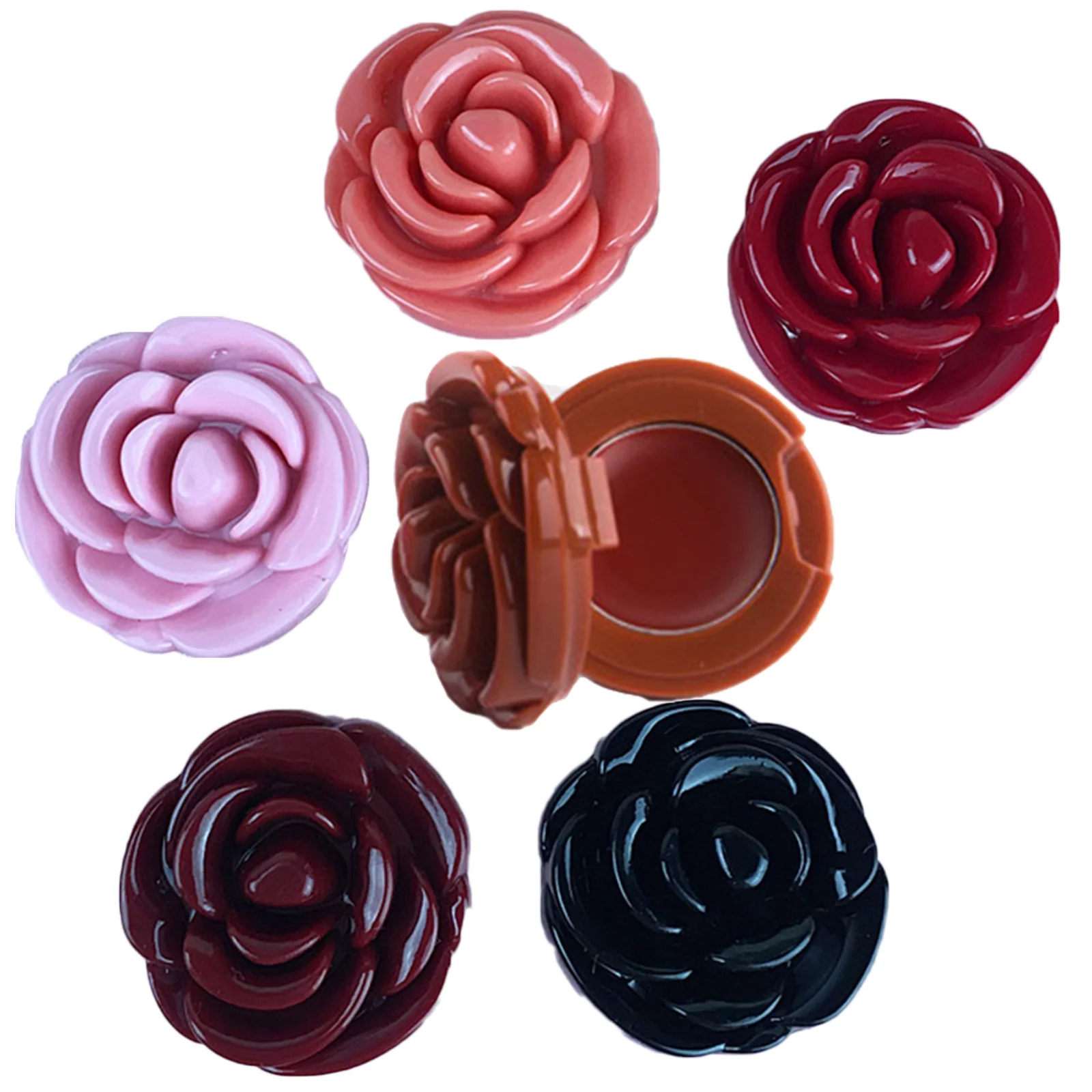 6 Stück nachfüllbare Lippenstift-Hüllen in Blumenform, leere Kunststoffbehälter für Reisen, Cremeflaschen, Lippenbalsam, Lidschatten-Aufbewahrung