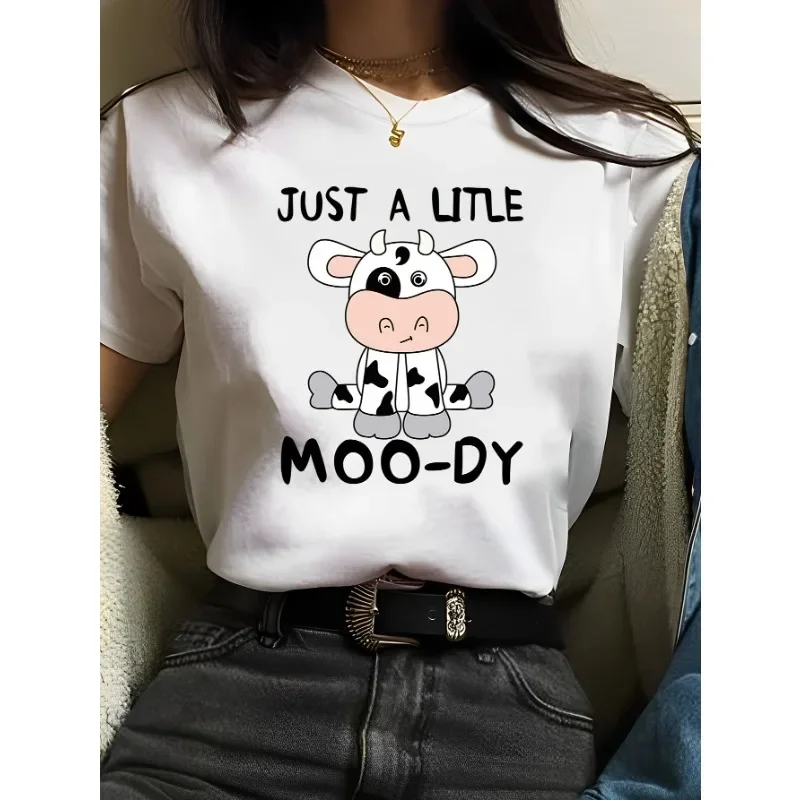 Cow T Shirt Print Women Female Harajuku Clothes Tee Korean Ulzzang T-shirt 90s Kawaii Shirts Femme Tshirt Printed Cartoon Top