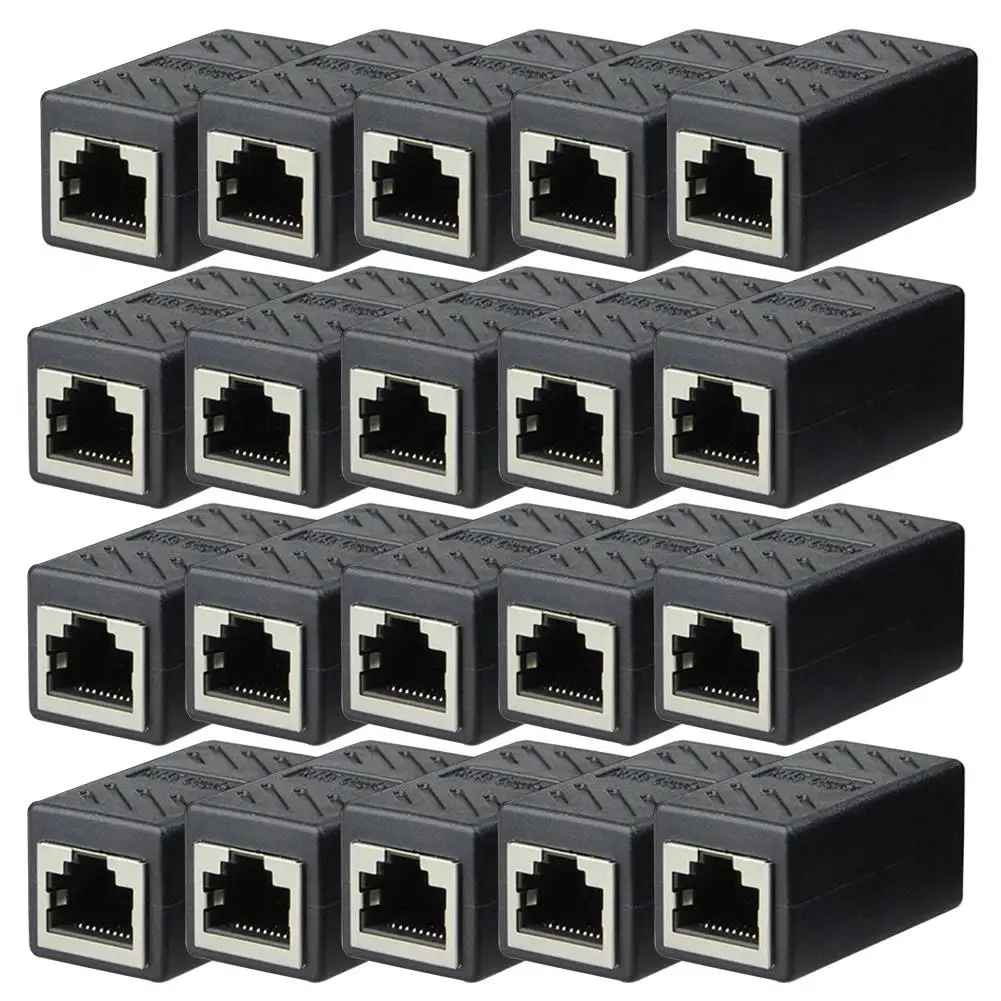 20pcs RJ45 Coupler Extender Connector Cat5 Cat6 Ethernet Coupler Female To Female RJ45 Extender Adapter Ethernet Cable Extender