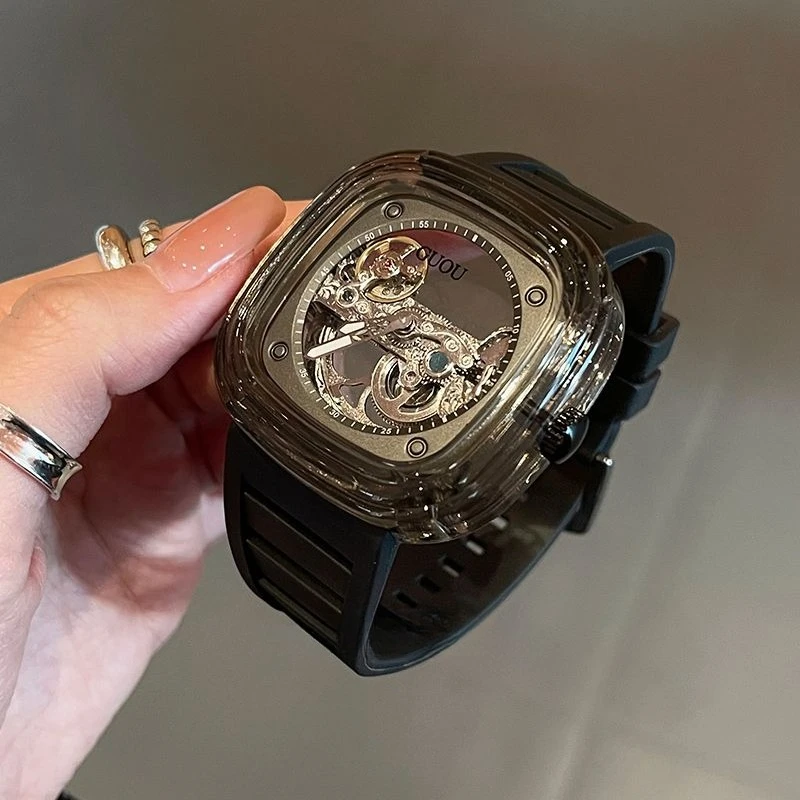 2025 new women's mechanical watch light luxury niche automatic waterproof student leisure simple quartz watch birthday gift