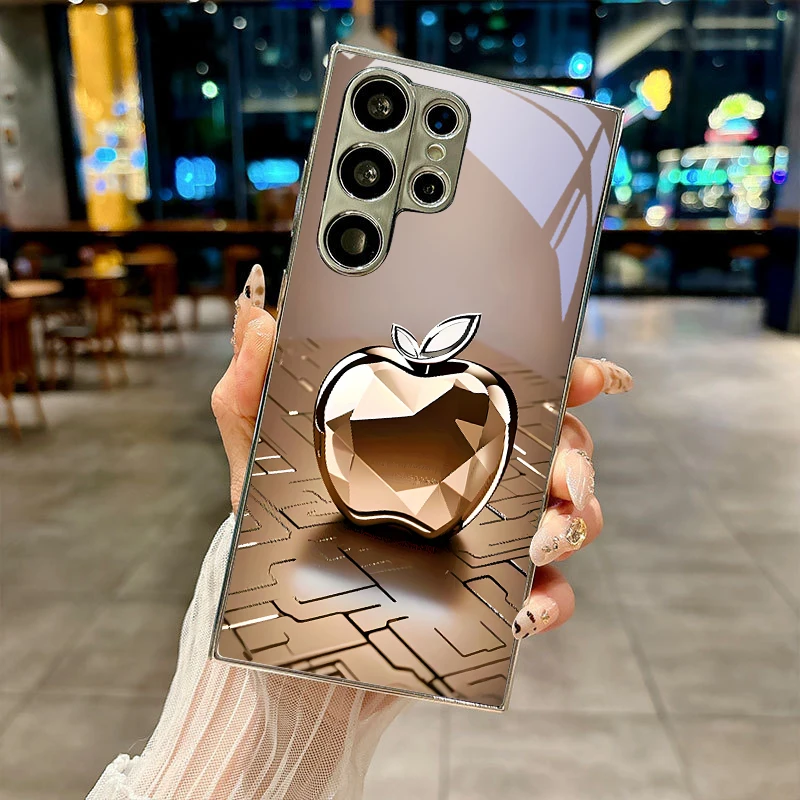 Golden Crystal Art Electroplated Silver Phone Case For Samsung Galaxy S26 S25 S24 S23 S22 S21 S20 Ultra Plus FE S26+ Glass Cover