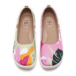 UIN Women's Ballet Flats Cute Floral Lightweight Slip On Art Painted Comfort Round Toe Shoes Summer Jungle