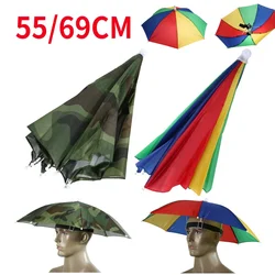 55/69Cm Outdoor Opvouwbare Hoofd Paraplu Hoed Hoofddeksels Zonnekap Anti-Regen/Zonnevissen Golf Fietsen Wandelen Camping Schaduw Paraplu Hoed