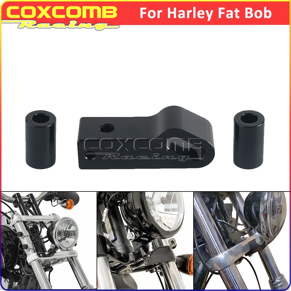 For Harley Dyna Fat Bob FXDF Headlight Relocation Extender Block Motorcycle Accessory Headlamp Extension Mounting Block Bracket