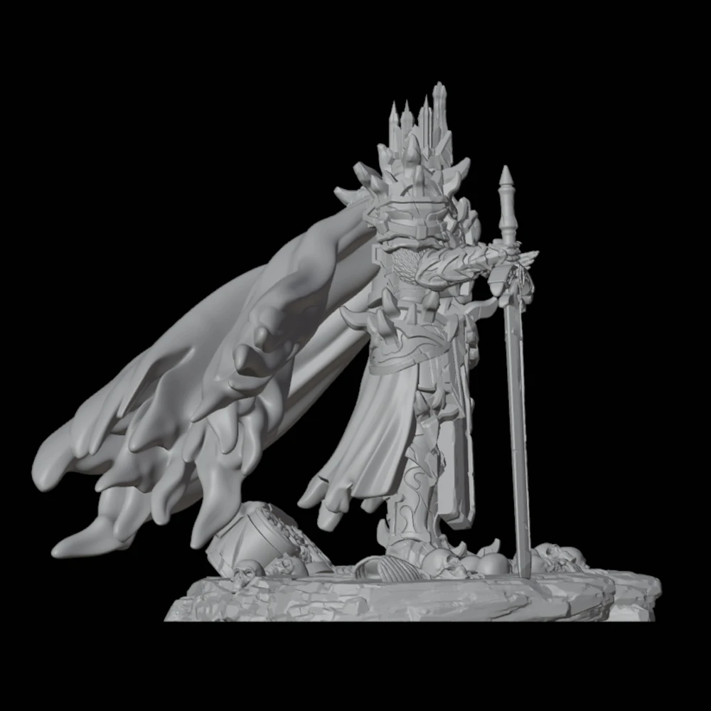 1/24 Skeleton King Grey Resin Figurine Toy Unpainted GK Doll Unassembled 3D Print Assembly Miniature Reduction Statue Toys