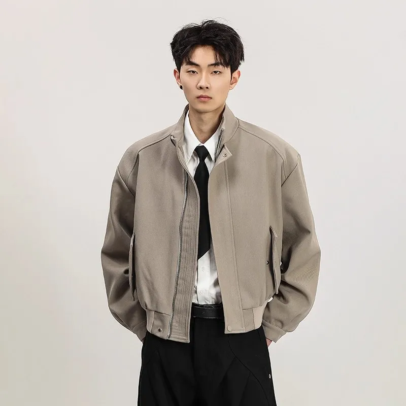 Design  Short Wide Jacket For Men Women, Spring And Autumn Casual Loose Stand Collar Coat Trendy