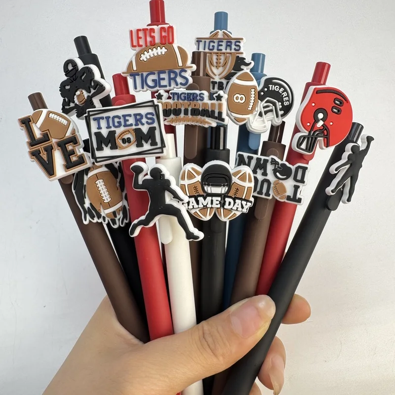 20/30pcs  Creative, simple, and cute retractable ballpoint pens with various rugby-themed designs Campus Design for Back-to-Scho