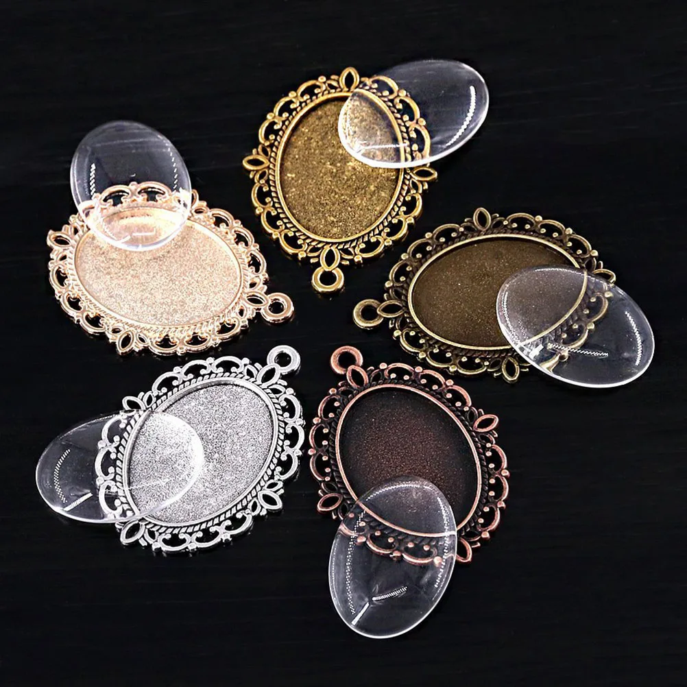 

60 Pcs Gem Pendant Accessories Oval Pendants Bracelets Jewelry DIY Necklace Bracket