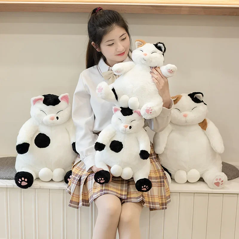 35/45cm Japanese Kawaii Soft Plush Cat Toys Stuffed Animal Dolls Kids Gift Lovely Lying Fat Cats Pillow Cushion Home Decoration