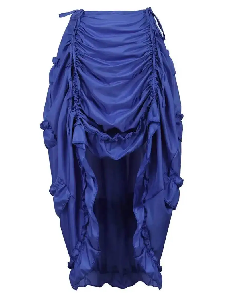 

Женская готическая юбка макси с асимметричными складками и рюшами, плиссированная, для вечеринок, в стиле панк, сексуальная, с корсетом, больших размеров, красная OLV8