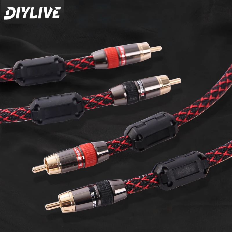 كابل صوت HIFI ستيريو RCA 6N OFC ذكر إلى ذكر 2RCA إلى 2RCA كابل صوت مع قابس موصل مطلي بالذهب لمضخم الصوت CD #4