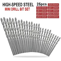 25pcs 0.5-3.0mm HSS Twist Drill Bit Set For Dremel Rotary Tool Straight Shank Mini Drill Bit Set Hand Tools