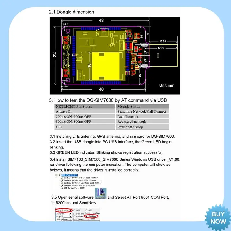 A47Z SIMCOM SIM7600G H USB Dongle+Antenna HSPA+ GSM GPRS EDGE UMTS LTE 4G Cat4 Module For SIM7600 SIM7500 SIM7600X-H Series