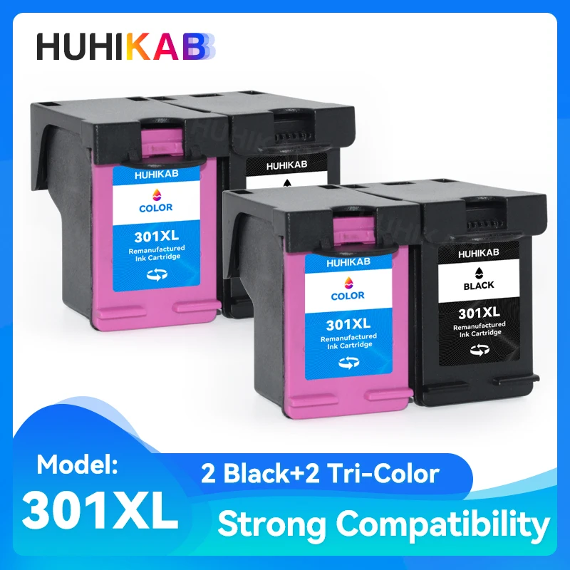 HUHIKAB Remanufactured Ink Cartridge 301 301XL For HP301 XL For HP Deskjet 2540 2541 2542 2543 2544 2546 1000 1010 1011 Printer