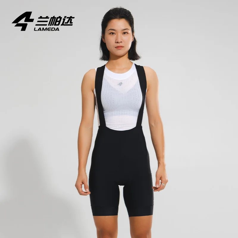 LAMEDA Dames fietsbroek met bretels UV-bescherming Vochtafvoerend Slim Fit met dubbele zijzakken Professionele fietssportkleding