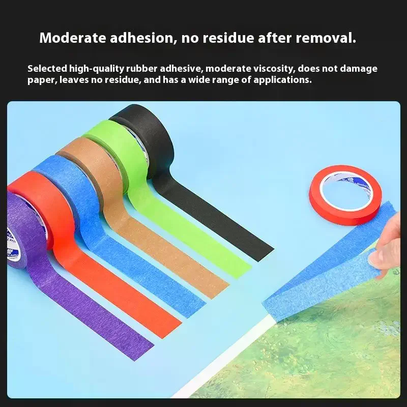 10M لون شريطٌ لاصق أسود الديكور اخفاء رذاذ الطلاء Traceless طالب مكتب الفن اللوحة ملصق #6