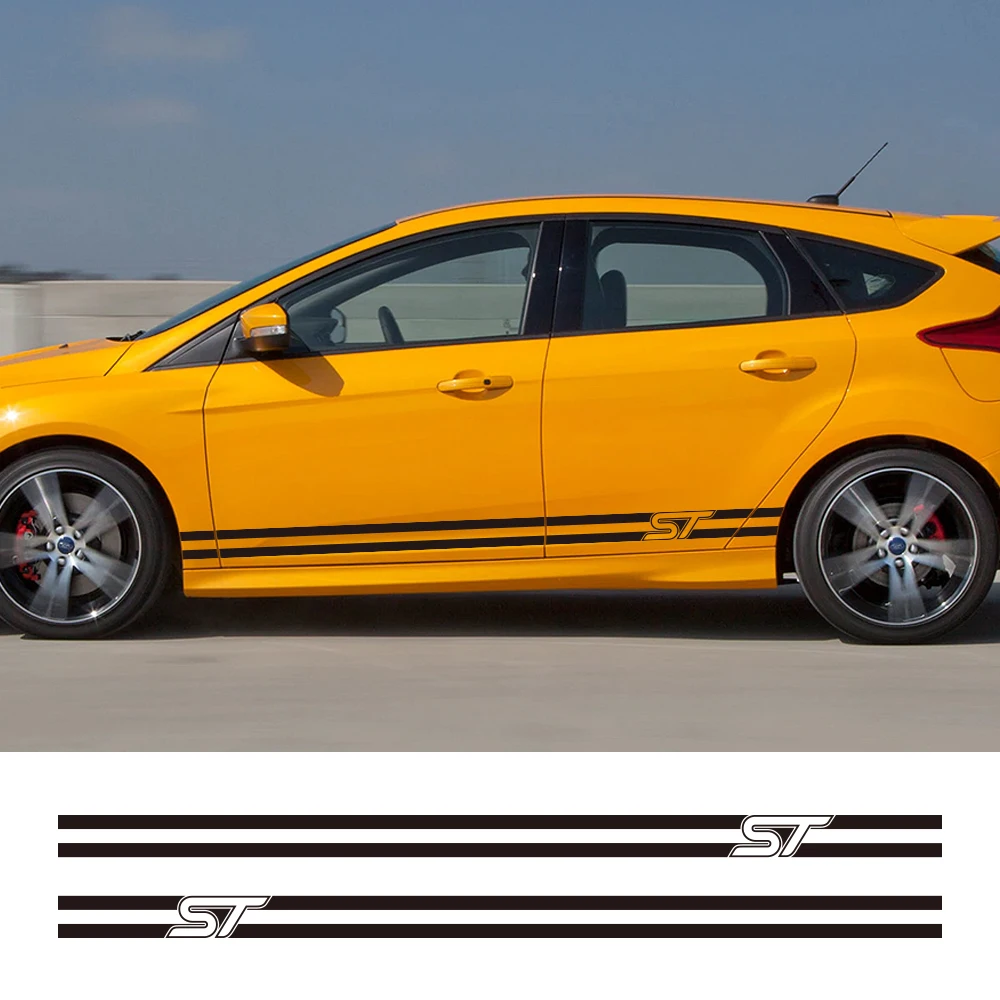 2pcs Car Side Stripe Sticker Auto Stylish Graphics Decal  Vinyl Film Automobile Styling For Ford Focus st Car Tuning Accessories