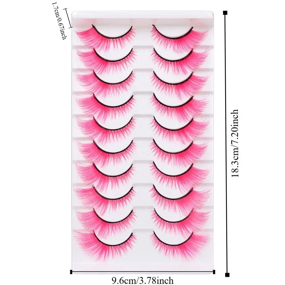 10 أزواج من الرموش الصناعية الملونة سميكة رقيق جلدة كرة لولبية عين القط الرموش رمش تمديد مبالغ فيها ثلاثية الأبعاد المنك جلدة النساء