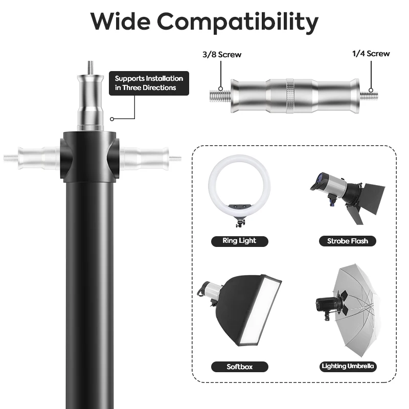 Photography Light With Wall Mount Boom Arm Stand Kit,60w Power Cold/Warm Video Light Ring Set For Photography Studio 137/175cm