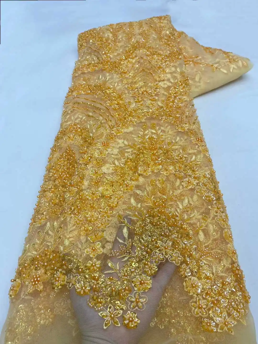 Роскошная африканская кружевная ткань, французская сетка с блестками, бусины, ткань 2025 г., высокое качество, вышитое кружево, тюль, нигерийский