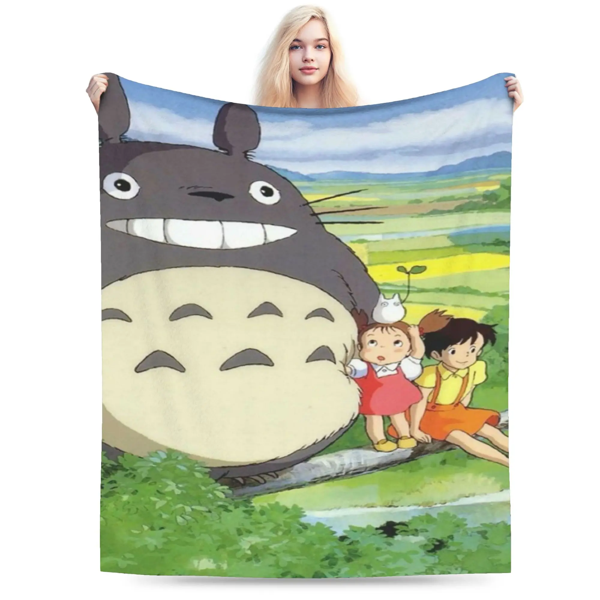 Comfortabele T-Totoroes Dekenaccessoires Bank Decoratieve Deken Gooi Super Warm Fleece voor in de auto