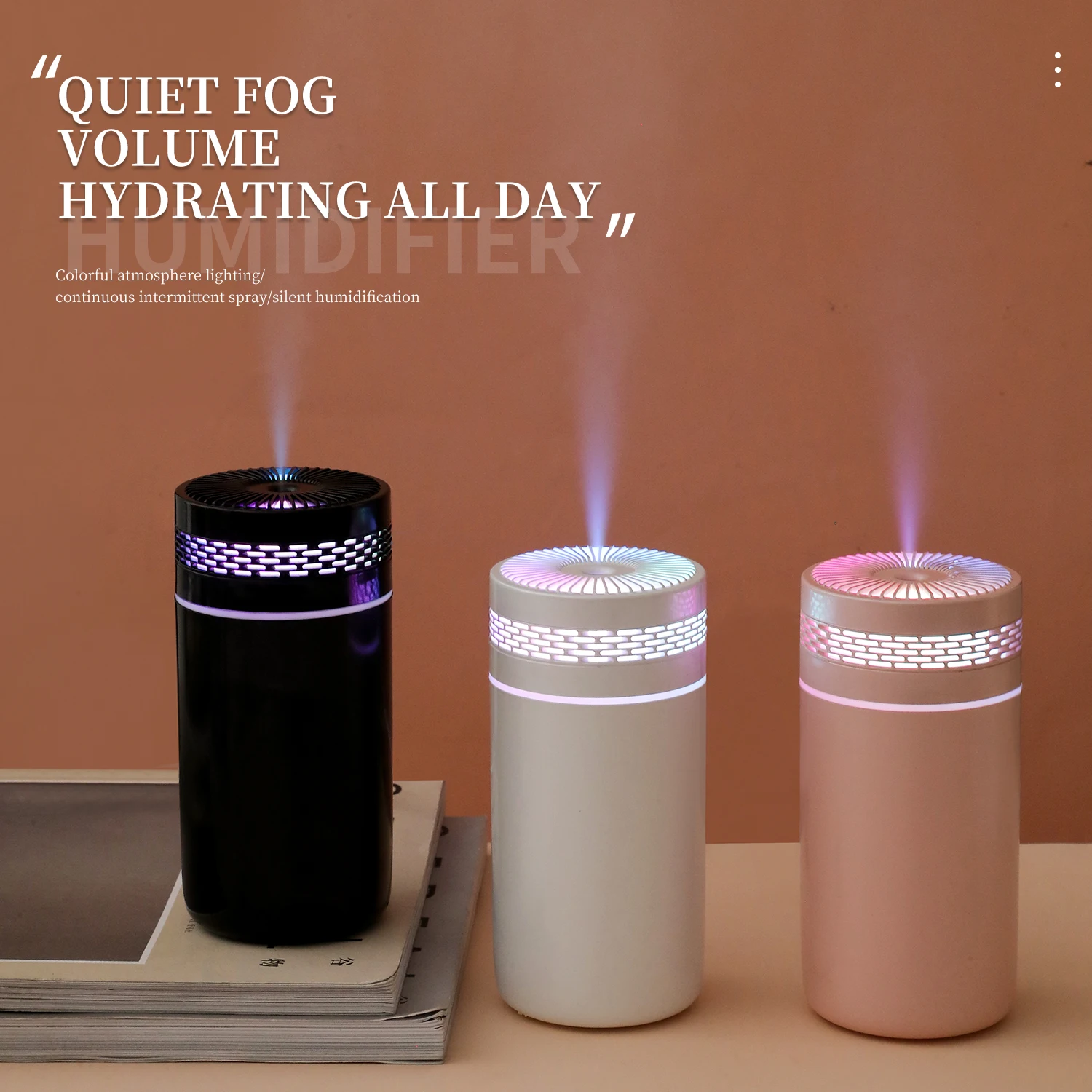 Humidificateur d'air portable avec lumière LED pour voiture, mini pulvérisateur aquarelle, diffuseur d'huiles essentielles d'aromathérapie USB, chambre et voyage, 24 parfums