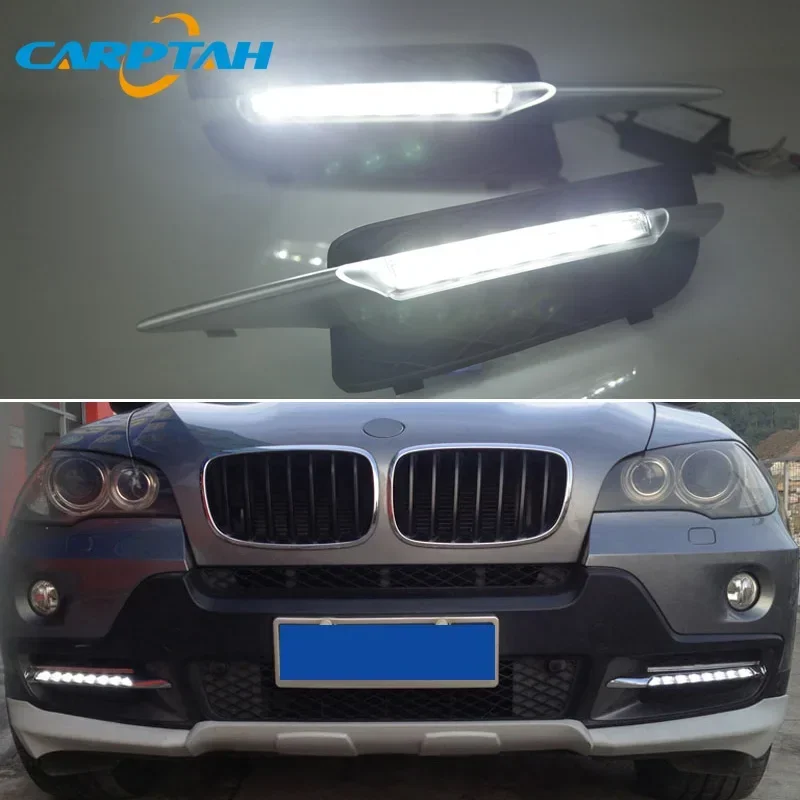 Car LED DRL Daylihgts For BMW X5 E70 2007 2008 2009 2010 Auto Dimming Function Daytime Running Light Front Indicator Headlamp