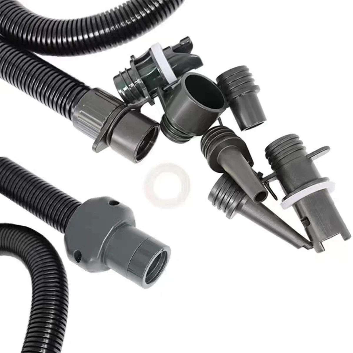 

2025 + набор адаптеров для насоса для гребной доски, 1 шланг для насоса, 6 воздушных насадок, аксессуары для гребной доски для надувных лодок, плотов, каяков, поплавков