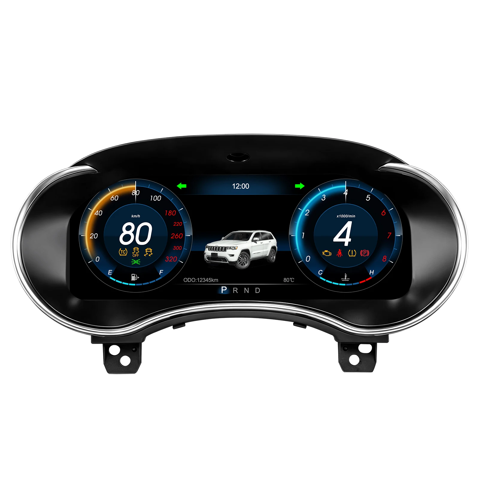 12,3 inch digitaal instrumentenpaneel voor Jeep Grand Cherokee en Dodge Durango (modeljaar 2011-2013), LCD-dashboard, snelheidsmeter, kilometerteller, 1920*720 HD-scherm met Carplay en Android Auto.