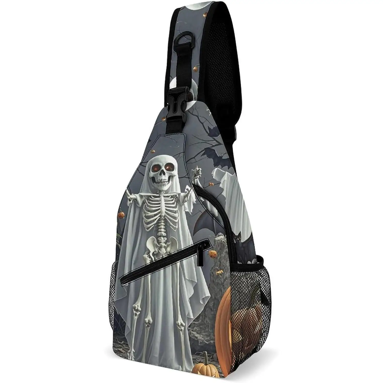 

Сумка-слинг через плечо, милый призрак, тыквенный фонарь, рюкзак на ремне, нагрудная сумка, повседневная нагрудная сумка с регулируемым плечом