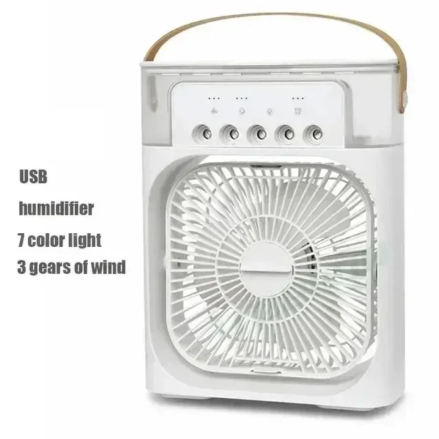 2025 New Portable Three in One Desktop Fan Air Conditioner Household Small Air Cooler LED Night Light Humidifier Household Fan image 6
