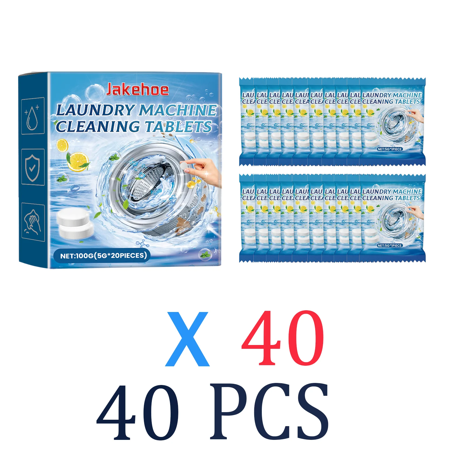20/40/60/80 Stück Waschmaschinen-Reinigungstabletten Tiefenreinigung Trommelreiniger Geruchsentferner Brausetabletten Entkalker 100g