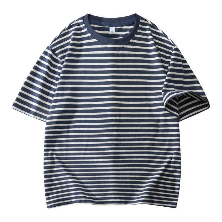 2026 Summer Men's Fashion Casual Striped Round-neck Short-sleeved T-shirt - Stylish and Versatile for Any Occasion