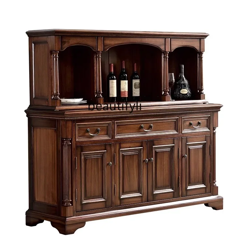 

xzzAmerican side cabinet, four doors, storage porch, wine cabinet, household tea multi-functional dish cabinet