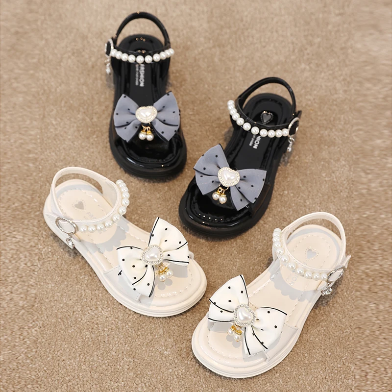 

Sandalias 2024 Summer's Princess Child Sandals Bow Tie Girls' Shoes Fashion Casual Non Slip Kids Shoes Beach Shoes Zapatos Niña