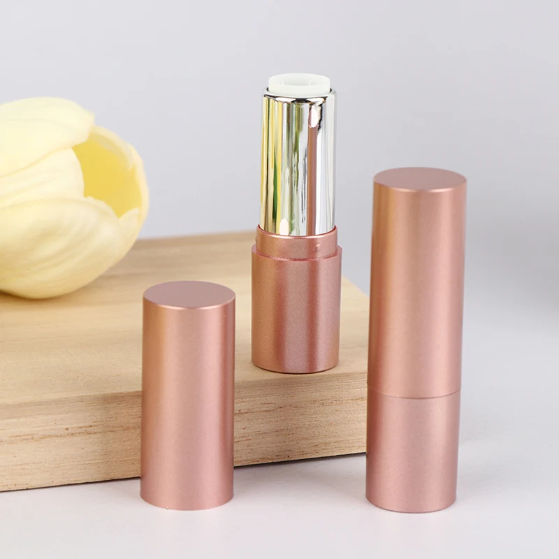 3.5ml Refillable Lipstick Tube With Cap Matte Rose Lip Balm Container Empty DIY Cosmetic Ointment Containers Travel Bottle