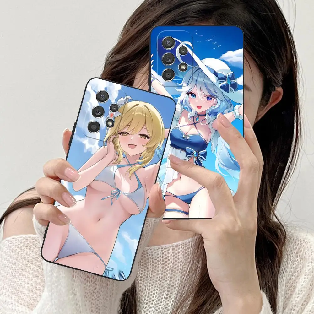 

Чехол для мобильного телефона Genshin Impact Ecchi для Samsung Galaxy M55 54 42 35 34 33 32 23 22 15 14 13 12 F55 5G Цветной защитный чехол