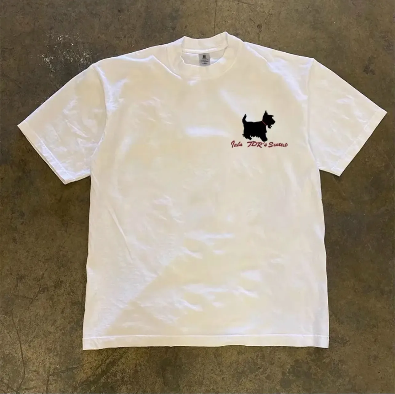 Little Chen Story 260g Heavyweight Pure Cotton Oversize Creative Simple English Dog Print Harajuku Style Pocket Square