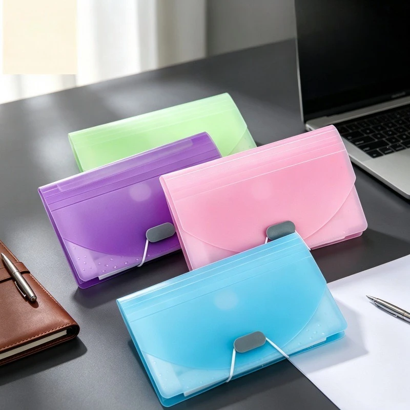 A6 Candy Color Multi-layer Storage Bag 13 Compartments Large Capacity for Storing Receipts Accordion-style File Folder Bag