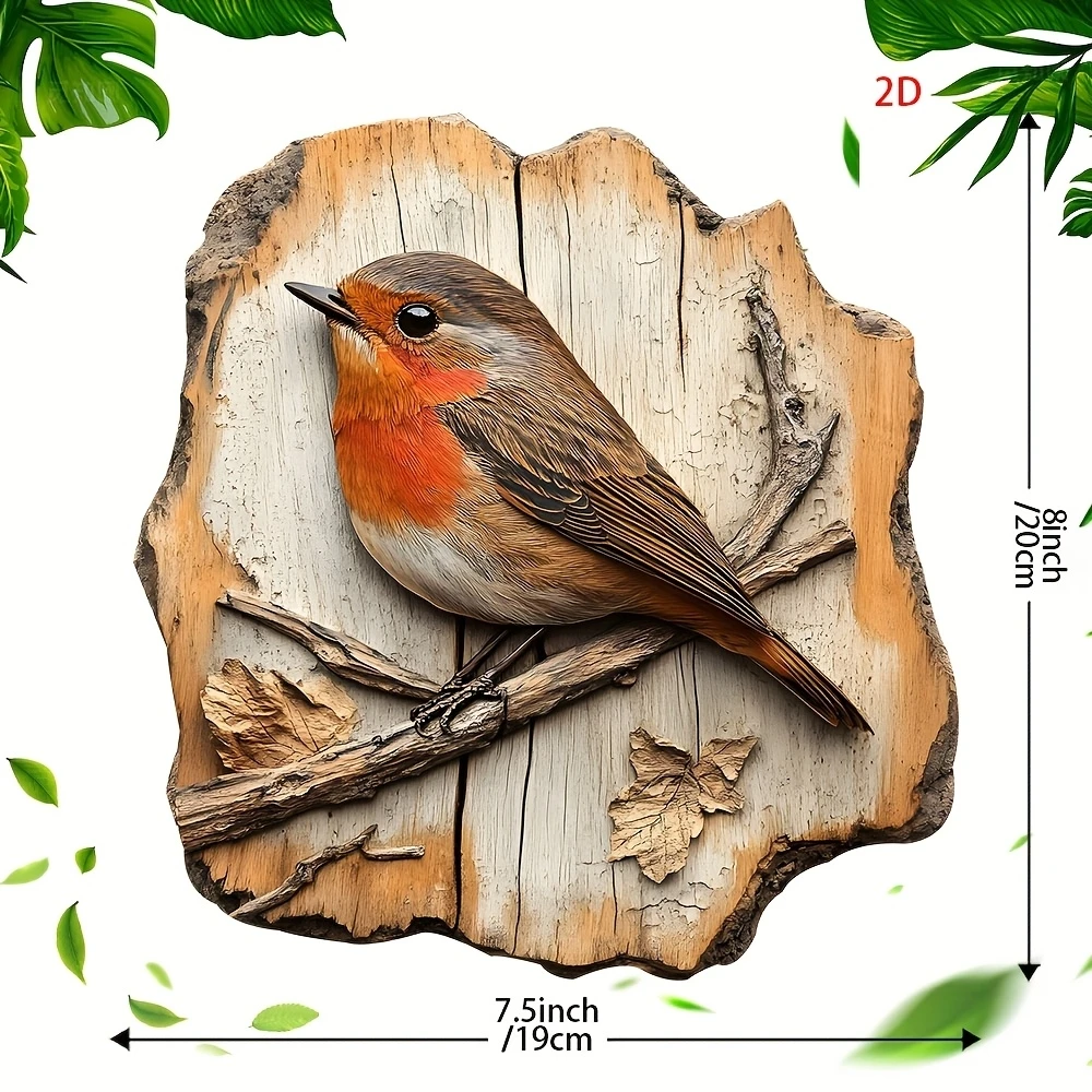 تصميم خشبي على شكل طائر روبن بيرد مطبوع مسطحًا لتزيين المنزل في غرفة الأطفال وتخطيط المزرعة الريفية.