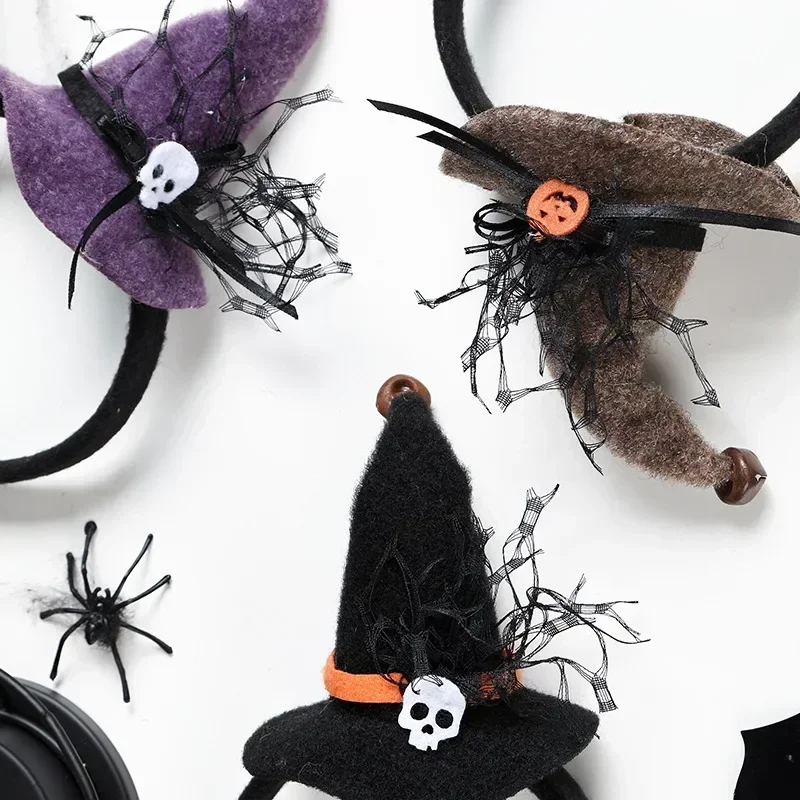 Happy Halloween Decoration Witch Hat Headband Children Kids Pumpkin Skull Horror Headwear Halloween  Party Cosplay Supplies