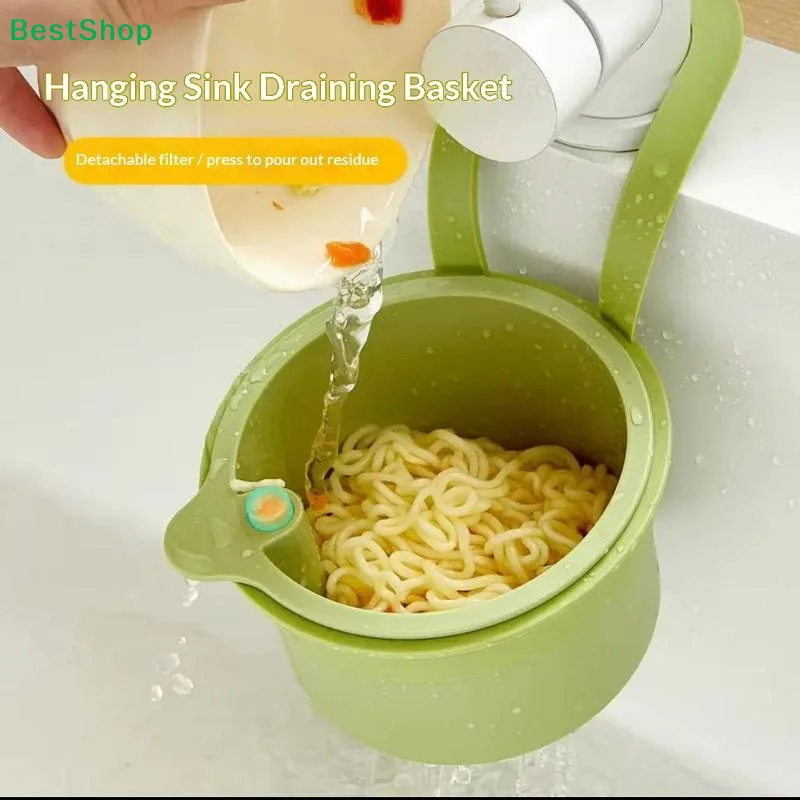 〔Q〕1Pcs Hangable Sink Drain Basket With Separate Filter Press Pour Design For Kitchen Vegetable Food Draining