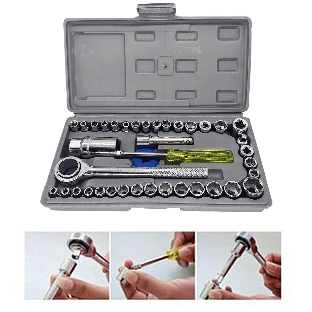 

AEE8-40PCS Wrench Sockets Set Are Suitable For Manual Disassembly And Assembly Of Automobile And Motorcycle Tools